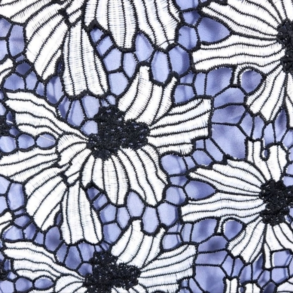 Romeo & Juliet Floral Lace Sheath‎ Dress Black White Blue Knee Length Size Small - Picture 3 of 16